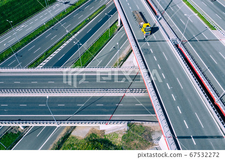 Highway Aerial View. Overpass and bridge. from above 67532272