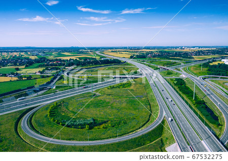 Highway Aerial View. Overpass and bridge. from above Highway Aerial View. Overpass and bridge. from above 67532275