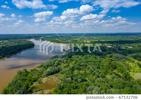 Vistula river in Poland. Aerial view of Vistula 67532706