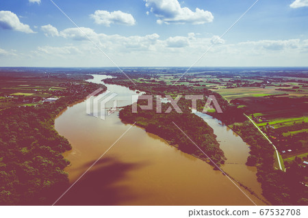 Vistula river in Poland. Aerial view of Vistula 67532708