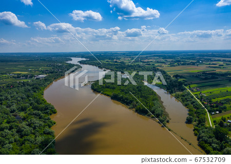 Vistula river in Poland. Aerial view of Vistula 67532709
