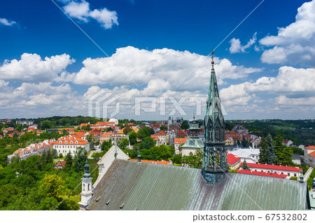 Sandomierz, Poland. Aerial view of medieval old town Sandomierz, Poland. Aerial view of medieval old town 67532802
