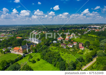 Sandomierz, Poland. Aerial view of medieval old town Sandomierz, Poland. Aerial view of medieval old town 67532849