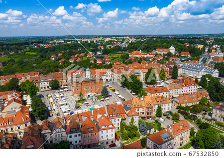 Sandomierz, Poland. Aerial view of medieval old town Sandomierz, Poland. Aerial view of medieval old town 67532850