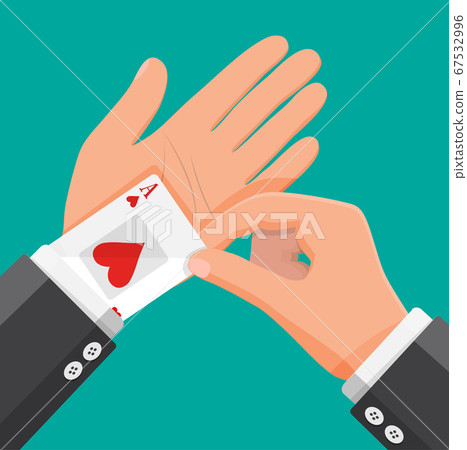 Businessman hides aces playing cards in his sleeve 67532996