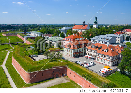 Zamosc, Poland. Aerial view of old town and city main square 67533147