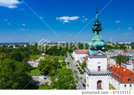 Zamosc, Poland. Aerial view of old town and city main square 67533151