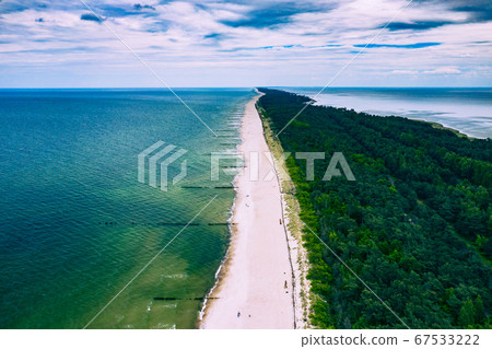 Chalupy Beach Aerial View. Hel Penisula from Above. Baltic Sea Chalupy Beach Aerial View. Hel Penisula from Above. Baltic Sea 67533222