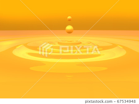 A yellow liquid with ripples that spreads 67534948