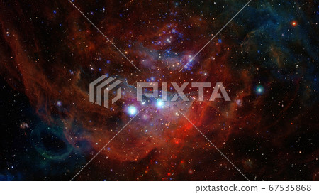 Red nebula in space. Elements of this image furnished by NASA 67535868