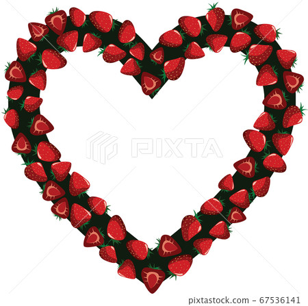 Juicy red summer sexy fresh yummy strawberry romantic Valentine s day border heart frame ring illustration. Good for poster, greeting or business card. With free blank copy space for text Juicy red summer sexy fresh yummy strawberry romantic Valentine s day border heart frame ring illustration. Good for poster, greeting or business card. With free blank copy space for text 67536141