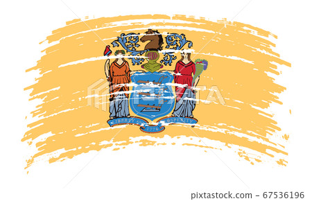 New Jersey flag in grunge brush stroke, vector 67536196
