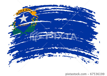 Nevada flag in grunge brush stroke, vector 67536199