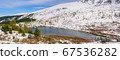 Panoramic view of beautiful mountain lake. Winter. 67536282