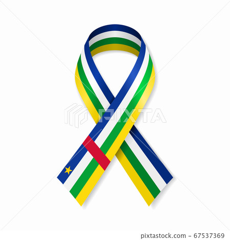 Central African Republic flag stripe ribbon on white background. Vector illustration. 67537369