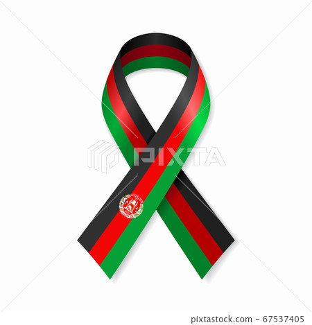 Afghani flag stripe ribbon on white background. Vector illustration. 67537405