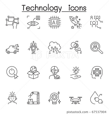 Technology icon set in thin line style - Stock Illustration [67537904 ...