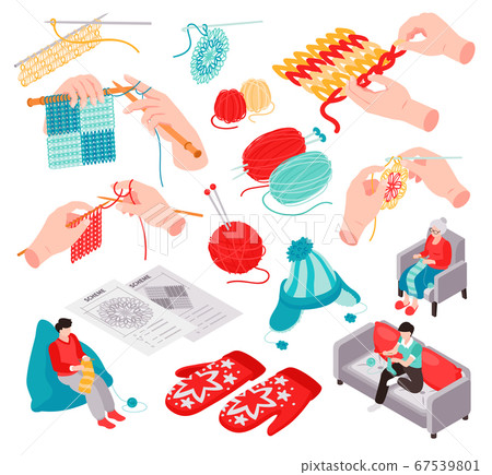 Knitting Isometric Icon Set - Stock Illustration [67539801] - PIXTA