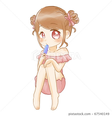 Woman in swimsuit having a popsicle Woman in swimsuit having a popsicle 67540149