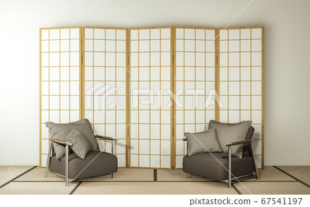 partition paper wooden design and armchair on 67541197