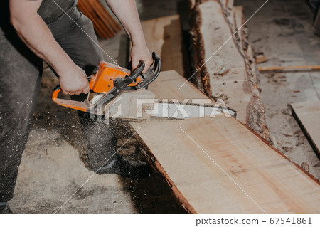 Joinery and wood work concept, professional joiner, carpenter making, sawing furniture, handcraft, manufacture work 67541861