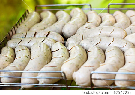 bavarian white sausages on the grill bavarian white sausages on the grill 67542253