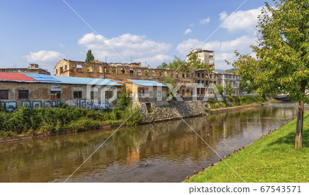 Miljacka river in Sarajevo, Bosnia and Herzegovina 67543571