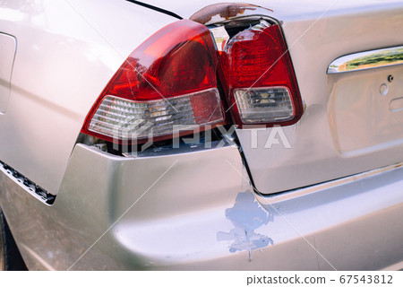 Car rear light with bumper scrash and broken by accident on road,Car insurance concept Car rear light with bumper scrash and broken by accident on road,Car insurance concept 67543812