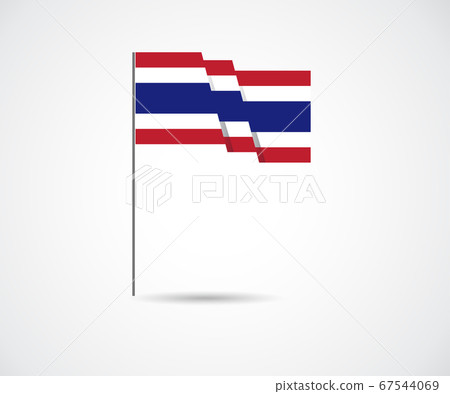 vector waving simple triangle Thai flag on pole - 67544069