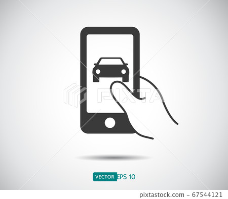 Hand holding with mobile phone in flat design Hand holding with mobile phone in flat design 67544121