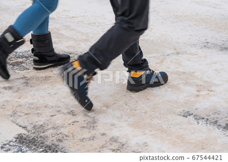Road surface in Sapporo with snow 67544421