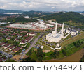 Aerial view of Sri Sendayan Mosque in Malaysia. Very new beautiful mosque in Malaysia. 67544923