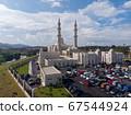 Aerial view of Sri Sendayan Mosque in Malaysia. Very new beautiful mosque in Malaysia. 67544924