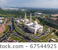 Aerial view of Sri Sendayan Mosque in Malaysia. Very new beautiful mosque in Malaysia. 67544925
