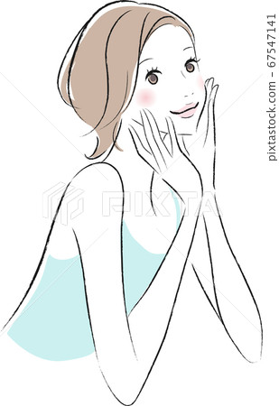 美女形象插畫短髮女人 67547141