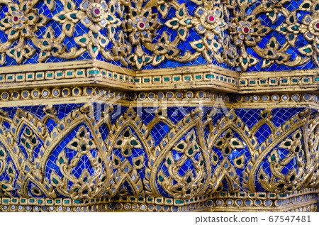 Thai Ornamental Pattern in Traditional Style is Decorated with Colorful Pattern at Stupa of Wat Pho Monastery at Bangkok of Thailand. 67547481