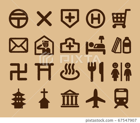 Map symbol set (hand-drawn style ver.) Map symbol set (hand-drawn style ver.) 67547907