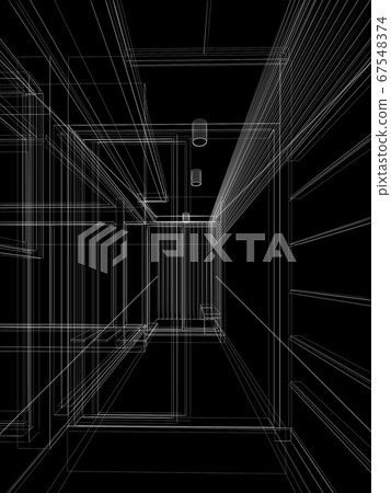 abstract sketch design of interior house ,3d 67548374