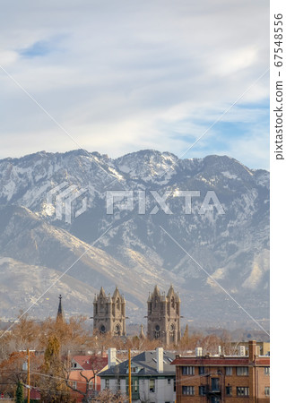 Cathedral of the Madeleine and mountain in Utah Cathedral of the Madeleine and mountain in Utah 67548556