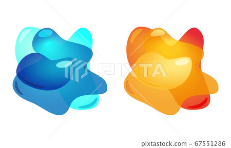 Orange and Blue 3D Lliquid fluid abstract elements. Blur free forms color gradient. Volumetric organic colorful shapes on white. Orange and Blue 3D Lliquid fluid abstract elements. Blur free forms color gradient. Volumetric organic colorful shapes on white. 67551286