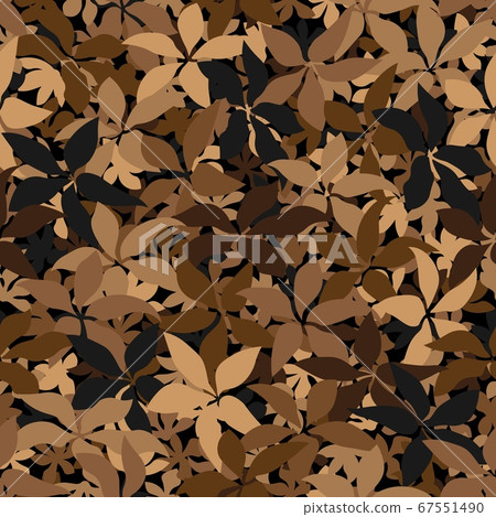 Seamless brown and beige colored leaf pattern. Vector vintage autumn texture 67551490