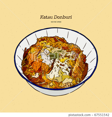 Katsudon is a popular Japanese food, hand draw 67551542