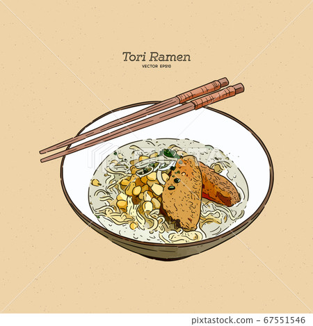 Tori ramen, hand draw sketch vector. 67551546