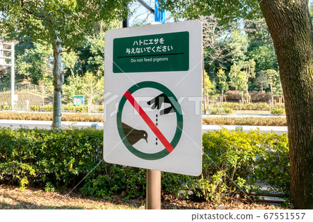 Dove feeding prohibited sign 67551557