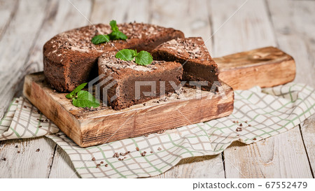 Food banner format. Chocolate brownie dessert. 67552479