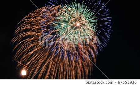 夏季煙火，Uchiage煙火，藍綠色，大黃色彈幕127 67553936