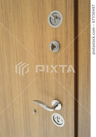 Modern wooden looking steel door, security lock Modern wooden looking steel door, security lock 67556497