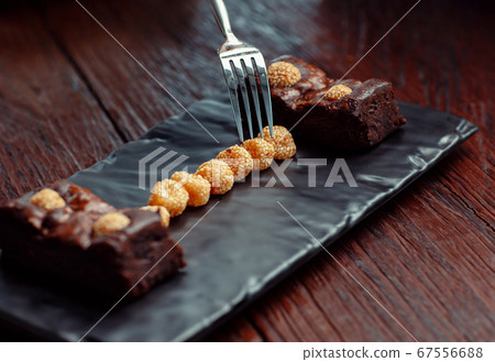 Chocolate brownies with sesame balls or Klepon, 67556688