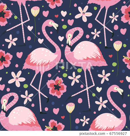 Flamingo bird vector seamless pattern. Flamingo bird vector seamless pattern. 67556927