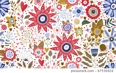 Floral ornate seamless cartoon pattern. Floral ornate seamless cartoon pattern. 67556928